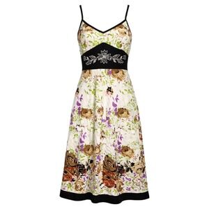 Vintage Y2K Forest Fairy Babydoll Midi Dress Womens Size S Whimsigoth Earthy